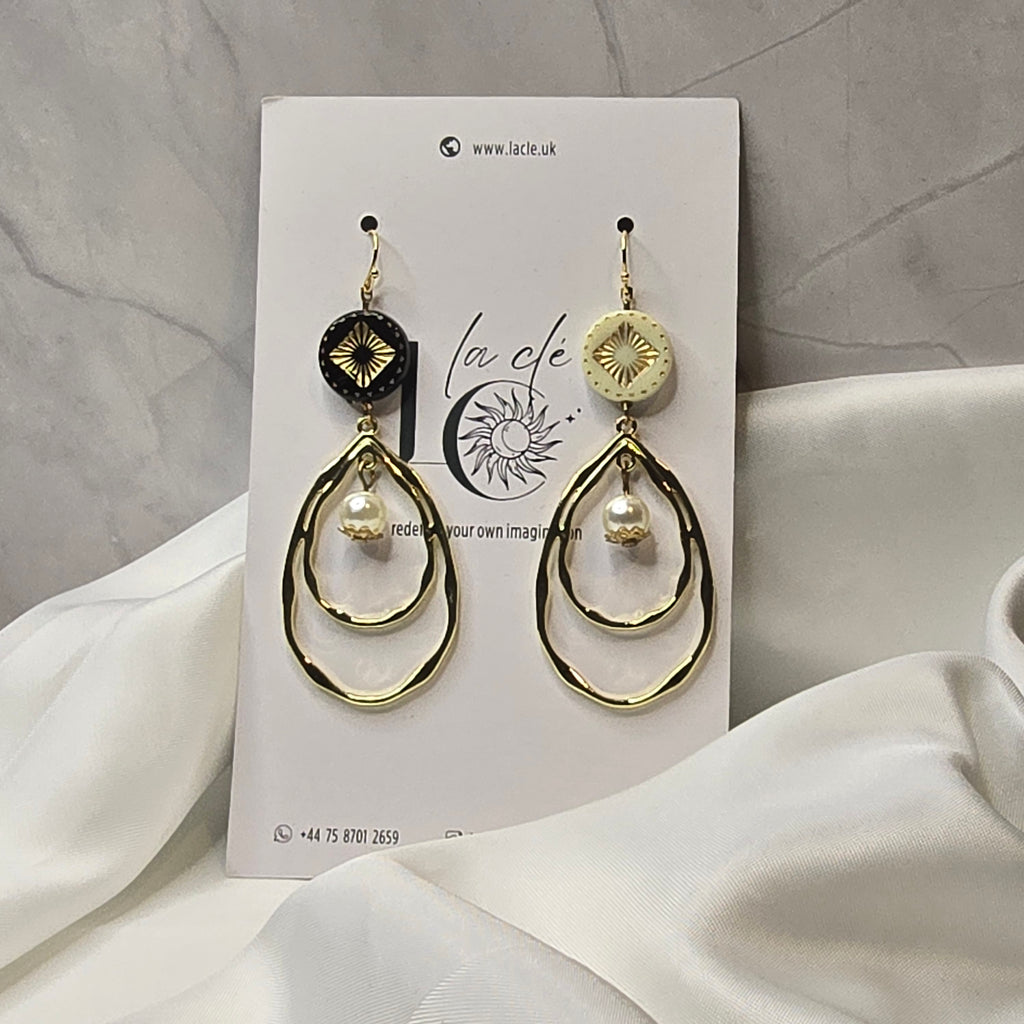 Elegant Black & White Drop Earrings