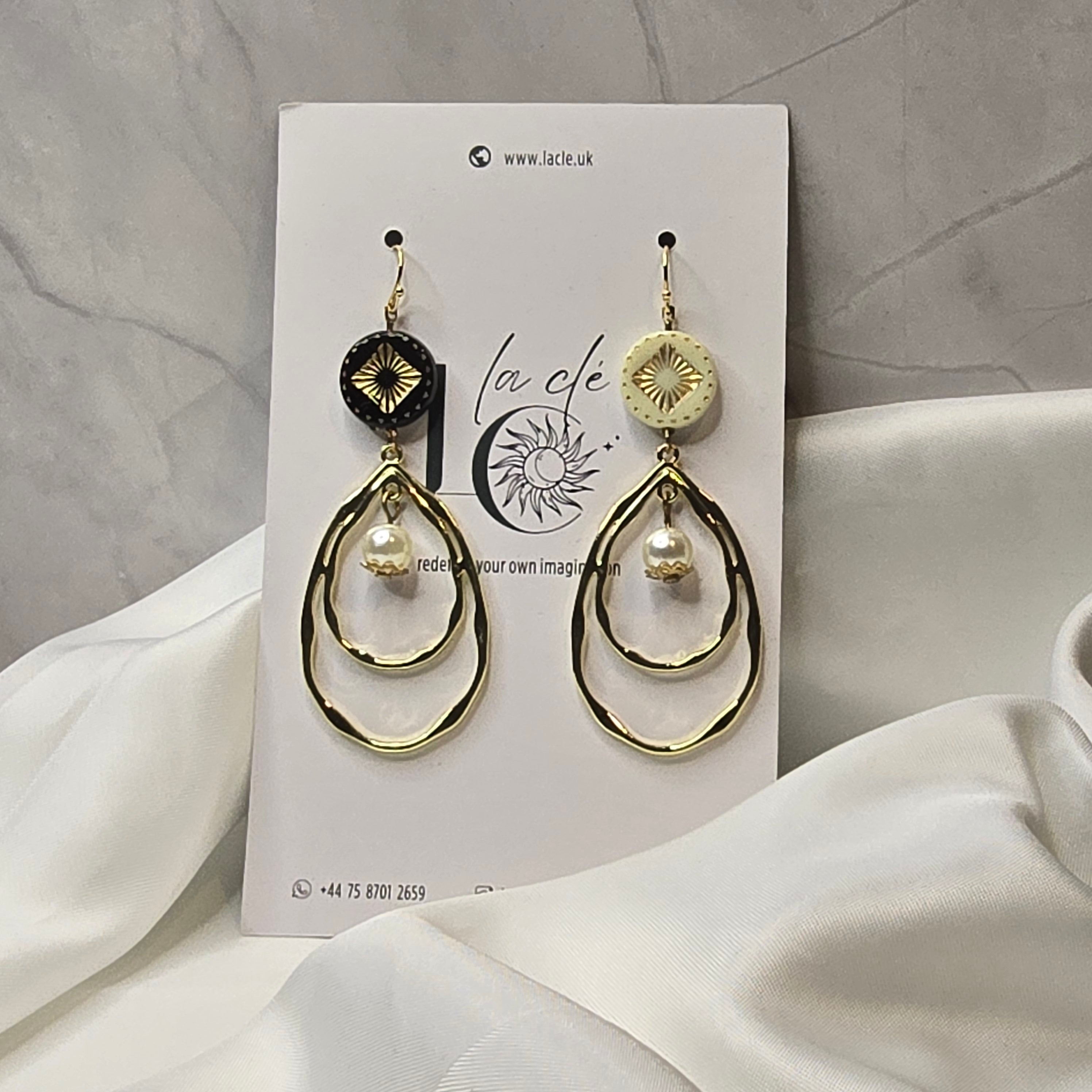 Elegant Black & White Drop Earrings