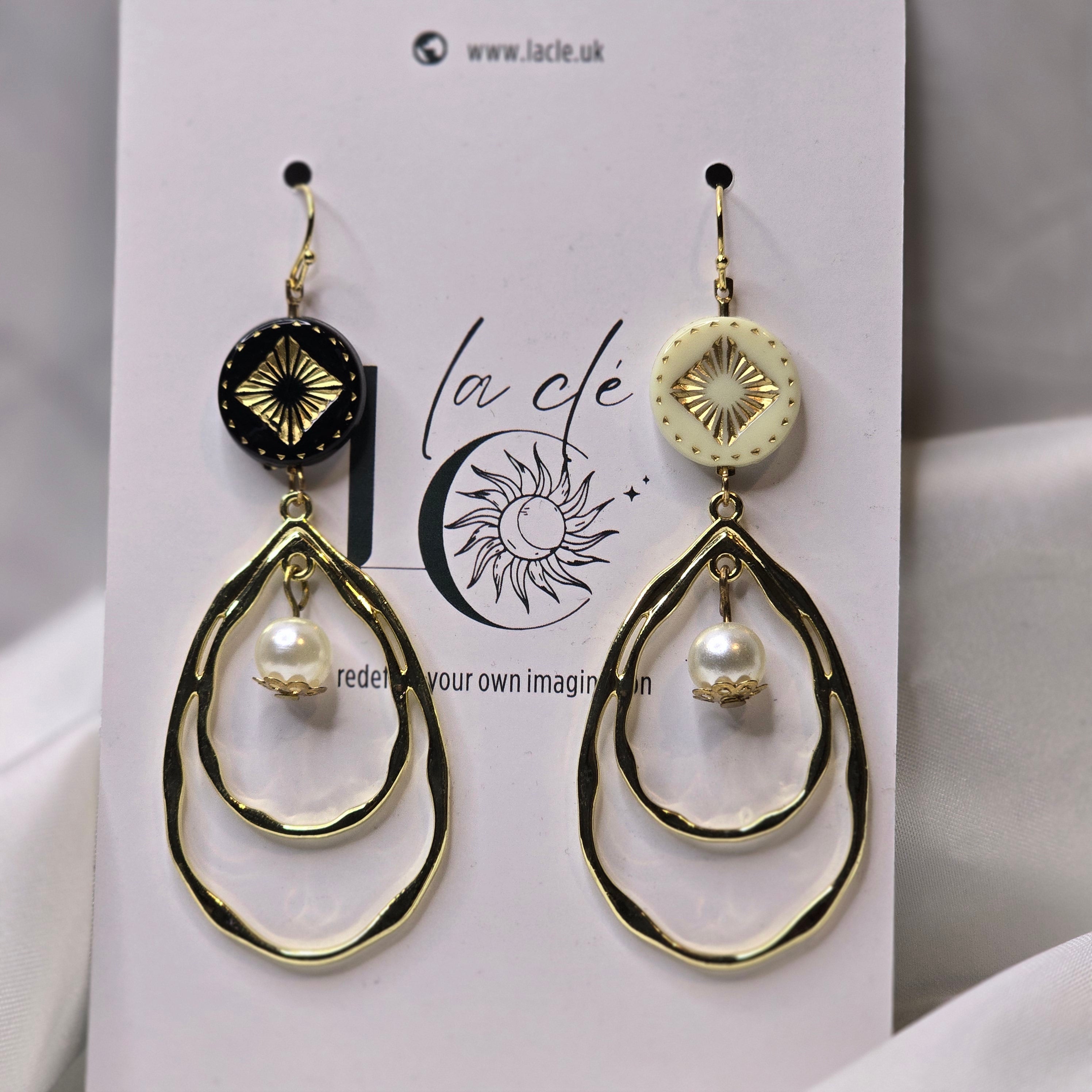 Elegant Black & White Drop Earrings